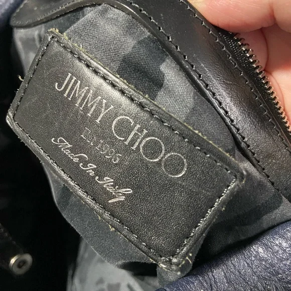 Jimmy Choo Pimlico Star Studs Navy Leather Tote Bag - Picture 5 of 12